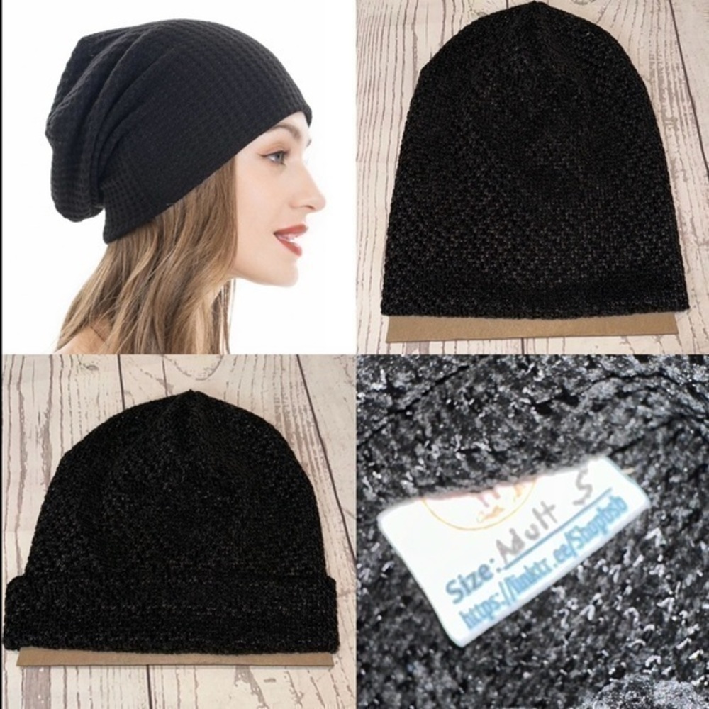 Solid black minky soft beanie new made by me